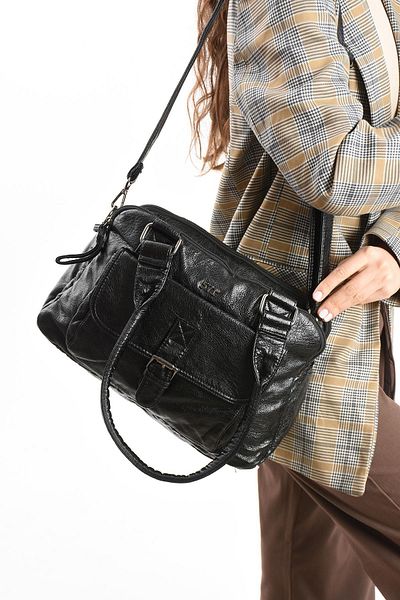 571 Collections Çanta Faux Leather Shoulder Bag Black (Model: 571-13-13K)