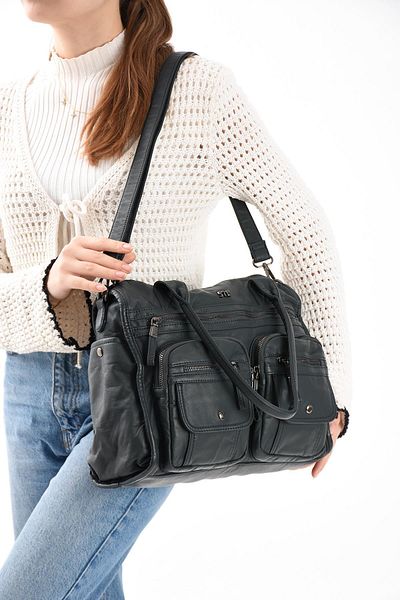 571 Collections Çanta Faux Leather Shoulder Bag Black (Model: 571-13-10P)
