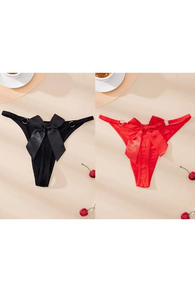 noirsecret Tegan Fancy Women's 2-Piece Bow Ring Thong Tg 270044