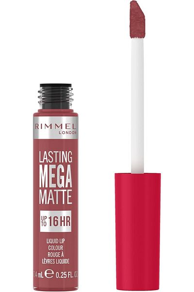 Rimmel أحمر شفاه سائل لاستنج ميجا مات من ريميل، تركيبة نباتية مرطبة تدوم طويلاً، 210 روز شاين، 7.4 مل