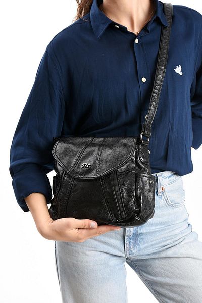571 Collections Çanta Faux Leather Shoulder Bag Black (Model: 571-13-13N)