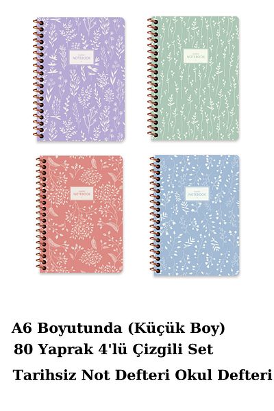 Andofis Pastel Flora Undated Notepad A6 80 Sheets Lined 4-Way Spiral Plastic Cover