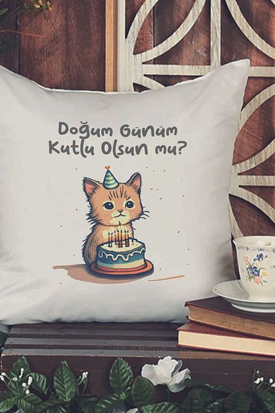 qoeuyl boutique Happy Birthday Mu Printed Gift for My Dear Friend Fiber Filled Decorative Pillow