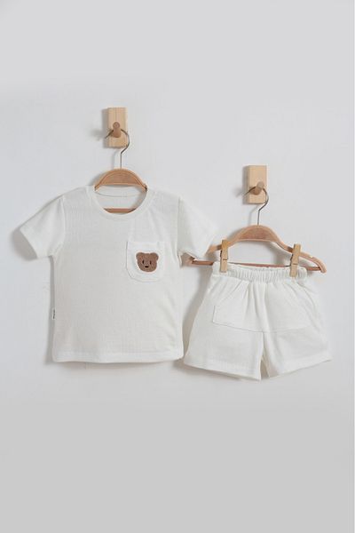 Sincap Baby Girl-Boy's Twill Shorts Set of 2 with Pockets and Embroidery Detail