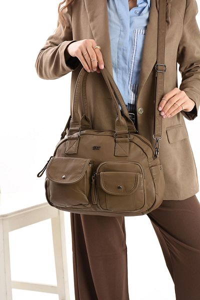 571 Collections Çanta Чанта за през рамо от изкуствена кожа, цвят норка (модел: 571-13-10N)