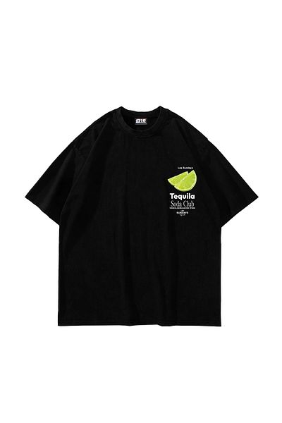 Sekizbiraltı Μαύρο μπλουζάκι με στάμπα Soda Club Oversize Unisex