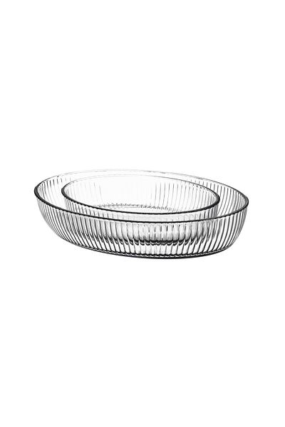 Dania 2-Piece Oval Heat-Resistant Glass Baking Tray Set