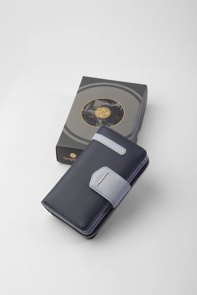 CENGİZ PAKEL Γυναικείο πορτοφόλι μεσαίου μεγέθους Cengiz Pakel 65256m Navy Blue-ice Blue