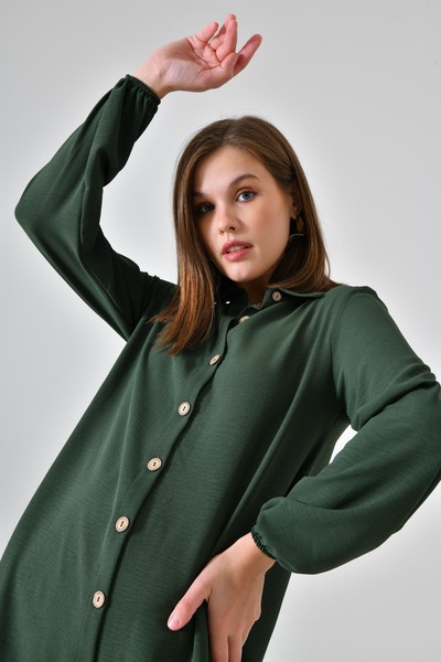 Saade Τούνικ με ξύλινα κουμπιά σε σκούρο χακί