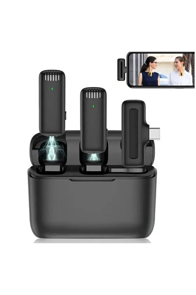 MATECHNO Kablosuz Yaka Mikrofonu Şarj Kutulu Wireless Youtube Tiktok Yayın Telefon Kablosuz Yaka Mikrofonu