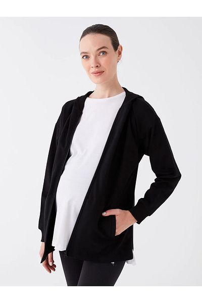LC Waikiki Hooded Solid Long Sleeve Maternity Sports Cardigan - S