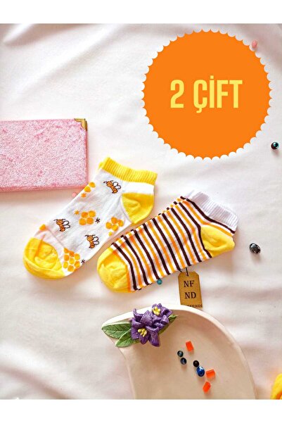 ENEFENDİ 2 чифта чорапи без шевове, мек памук, къси до глезена, с шарки, дамски чорапи, размер 36-40