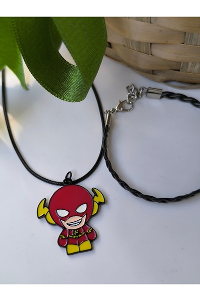 Esey Dizayn Ironman Demir Adam Kolye ve Deri Bileklik  - İkili Set