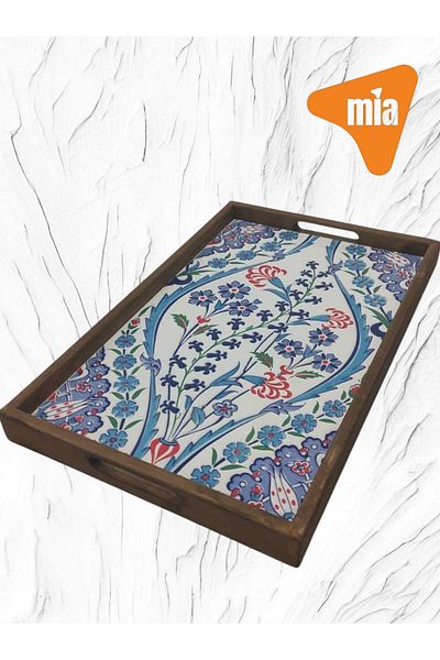 KATREMİA Shams 101 Tile-Wooden Baked Dried Beech Tiled Tray 25-40 cm