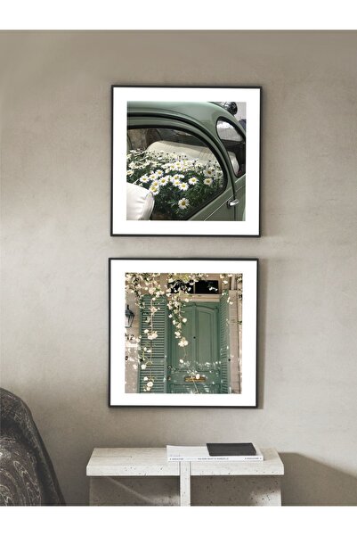 Hediye köşem Ahşap çerçeve şeffa PVC ön koruyuculu 2’Li set at temalı duvar t...