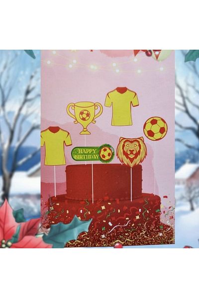 parti sürprizi Fan Themed Yellow Red 6-Piece Toothpicks