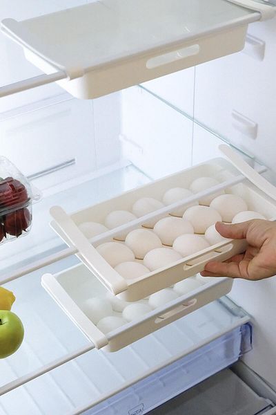 Hayveys home Practical Snap Latch Shelf Egg Cup 15-Piece In-Cabinet Egg Storage Box