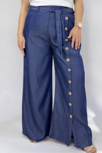 yagmurberen Back Part Elastic Waist with Belt Tnsel Fabric Seasonal Pants
