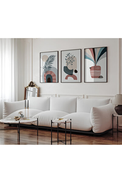 ARTCASTLE Σετ 3 Ξύλινων Πινάκων με Ξύλινο Πλαίσιο Σκούρο Μπλε