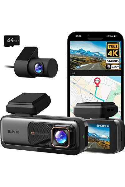 Genel Markalar 4K Dash Cam Ön Arka Kamera, GPS Wi-Fi, 64GB SD Kart, ADAS, Gec...