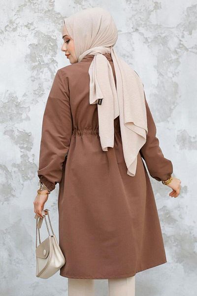 STİLZERAFET Trench Coat with Buttoned Pocket Embroidered Detail