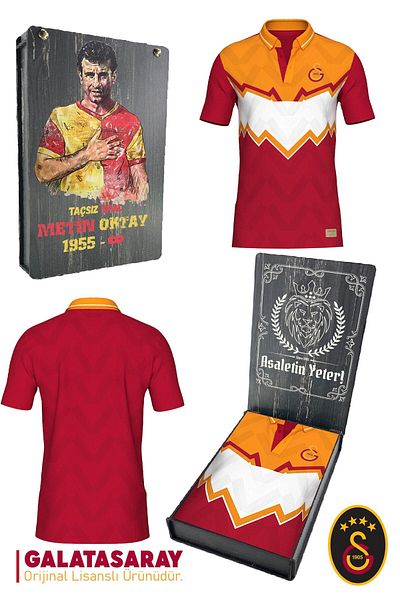 Galatasaray Okan Buruk με άδεια πόλο μπλουζάκι με κείμενο Oktay Signature σε ξύλινο κουτί