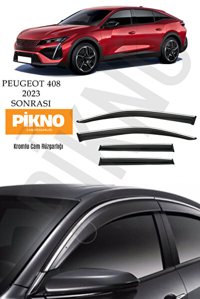 pikno Peugeot 408 2023 ve Sonrası Kromlu Cam Rüzgarlığı 4'lü Set A+ Plus