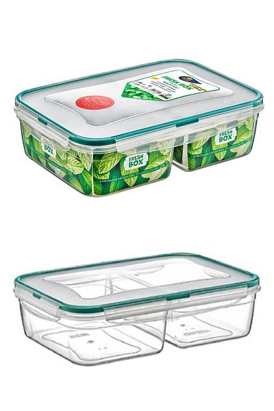 Hayveys home Microwaveable 2 Compartment Food and Supplies Storage Container with Lock Lid
