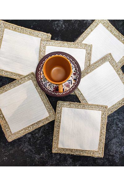 Çt Çeyizci Tekstil Presentation Napkin, Cocktail Napkin, Coffee Side Presentation Holder, Cup Pad 6 Pieces Presentation Napkin