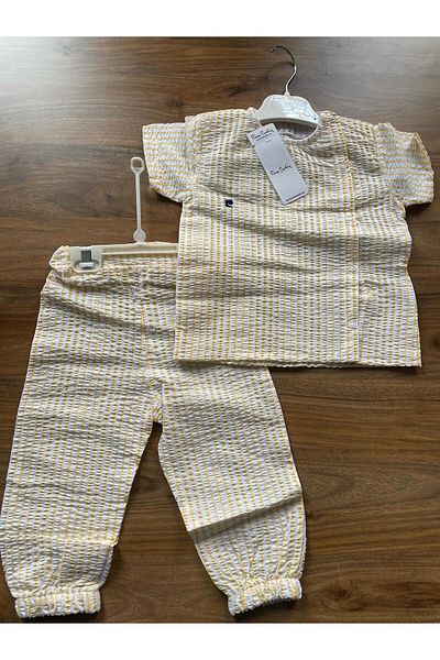 Pierre Cardin Patterned Woven 2-Piece Set with Side Buttons and Rubberized Legs