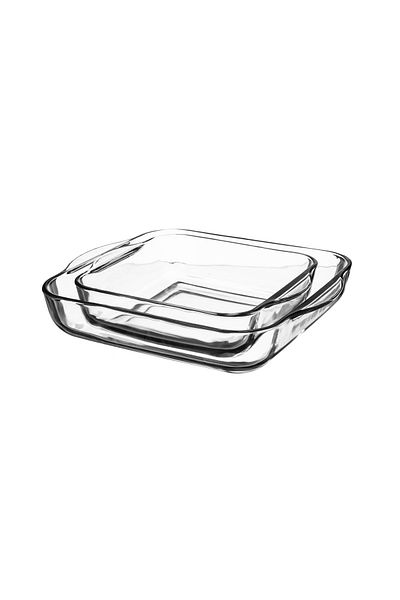 Dania 2-Piece Square Heat-Resistant Glass Oven Tray Set