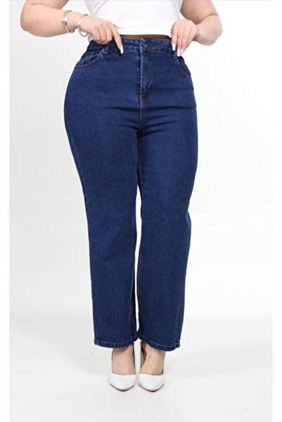 Kadın Bol Paça Kot Pantolon Büyük Beden Jeans