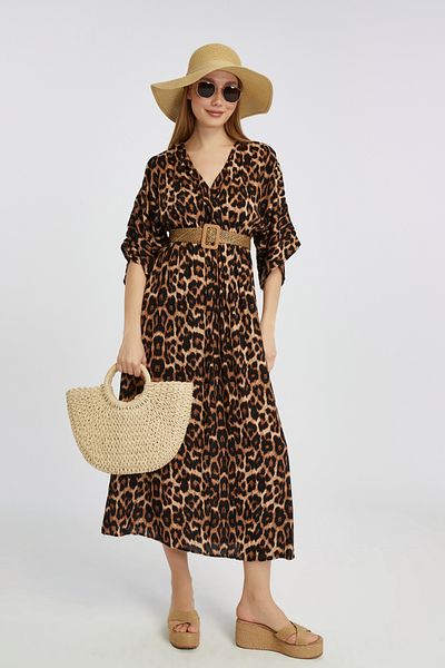 MAXI DRY Rochie de damă de vară din viscoză cu model leopard