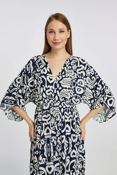 MAXI DRY Καλοκαιρινό γυναικείο φόρεμα με αφηρημένο σχέδιο βισκόζης