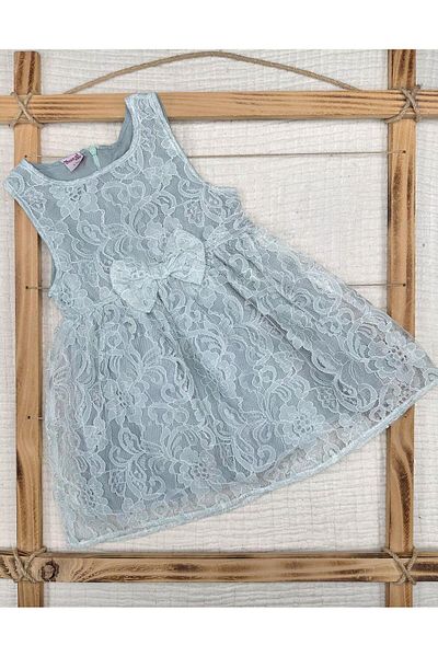 Murat Baby Girl's Summer Dress - Denim Jacket - Guipure Flower Lace Bow