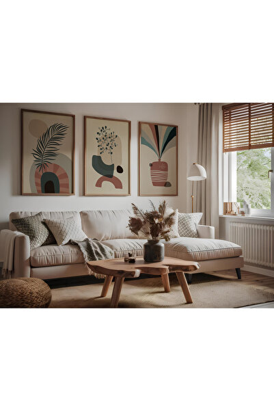 ARTCASTLE Set de 3 tablouri cu ramă din lemn, albastru închis