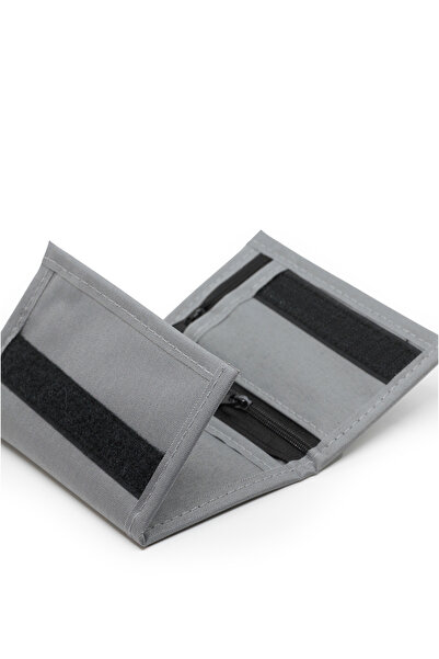 İMAKS Velcro Zippered Coin Compartment Fabric Sports Soldier Child Adult Unisex Card Holder Wallet Gray A150