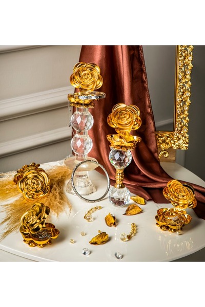 SEA DESİGN 6 ‘ Lı Set Lokumluk Şekerlik Gül Motifli Takı Yüzük Değerli Eşya K...