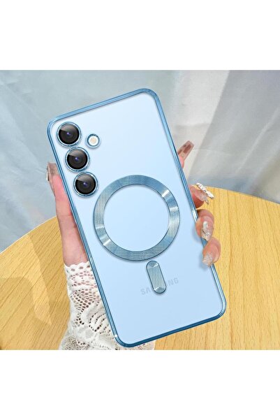 UnDePlus Samsung Galaxy S25 Kılıf Magsafe Kamera Lensli Korumalı Şeffaf Silikon Kapak