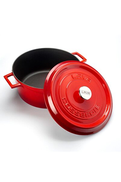 Lava Pot Round Red Trendy Lid 32 cm