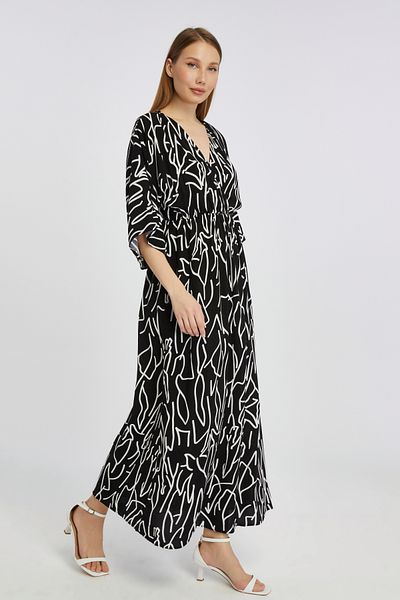 MAXI DRY Rochie de vară de damă din viscoză cu detaliu imprimat
