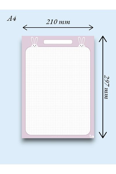 Mirya Notes A4 Lilac Rabbit Patterned Notepad - Notepad - Notepad (Checked)