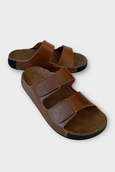 Liger Men's Velcro Slippers - Two Stripes Taba