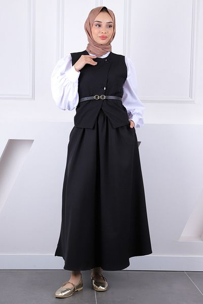 İmajButik Κοστούμι φούστα με μαύρη ζώνη