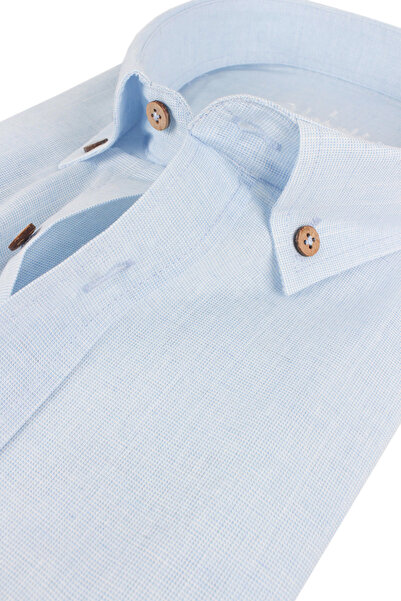 Varetta Erkek Baby Mavi Uzun Kollu Keten Efektli Cepli Pamuklu Gömlek