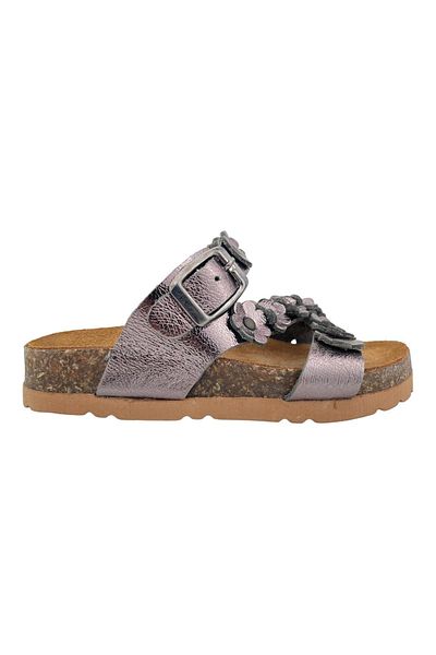 Nubebe Floral Children's Cork Sole Slippers Platinum