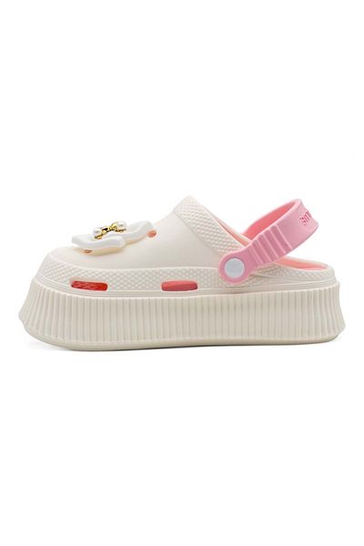 Rooster High Sole Bow Women's Croos Slippers Cream