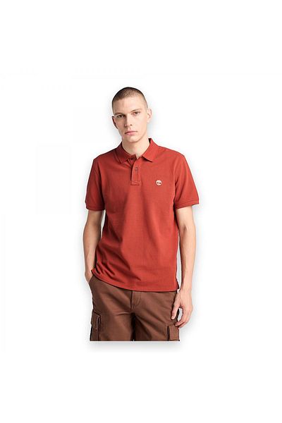 Timberland Tb0A6Bx4 Millers River Sleeve Stretch Polo Red Men's T-Shirt