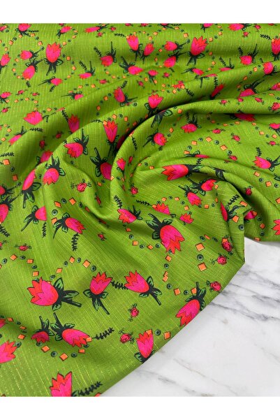 ipekkumaş Türkmen Desen Simli Dijital Baskı Keten Elbise Etek Gömlek Ceket Şa...