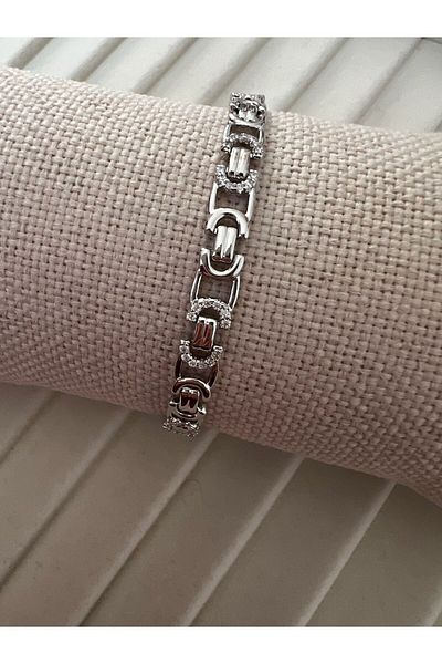Goche Bijuteri Silver Color Zircon Stone Special Design Bracelet (Queen Model)